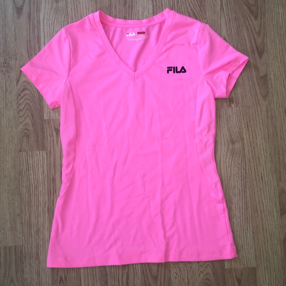 Neon pink FILA athletic shirt
